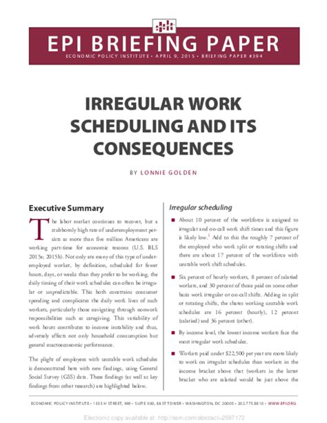 Irregular Work Scheduling and Its Consequences.
